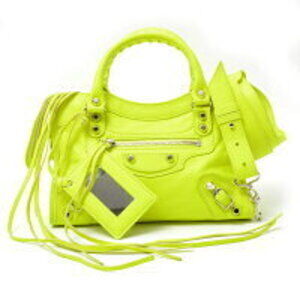 Balenciaga City Shoulder Bag Neon Yellow Leather